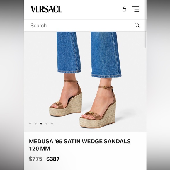 New $775  Versace MEDUSA '95 SATIN WEDGE SANDALS 120 MM - Picture 14 of 17